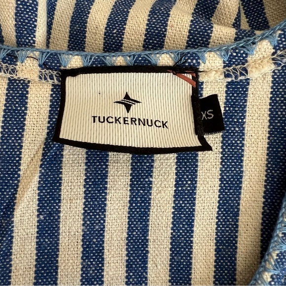 TUCKERNUCK sz XS NWOT Blue Stripe Mini Sullivan Embroidered Canvas Caftan - Picture 7 of 12